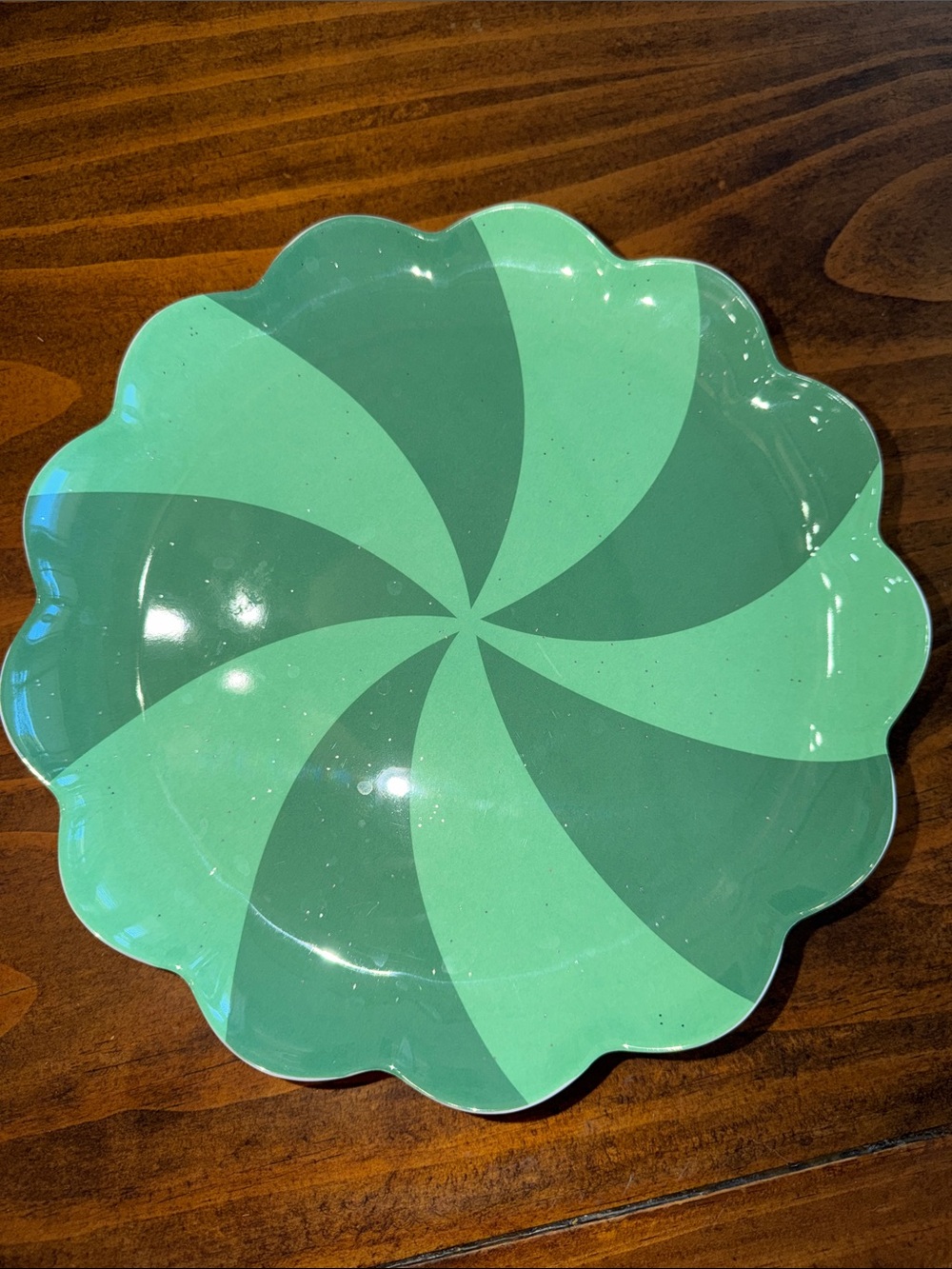 Set of 4 Pillowfort Two-Tone Mint & Green Swirl w/Glitter Dinner Plate NWOT